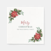 Kerst Script Botanische Waterverf Feestdagen Servet (Voorkant)