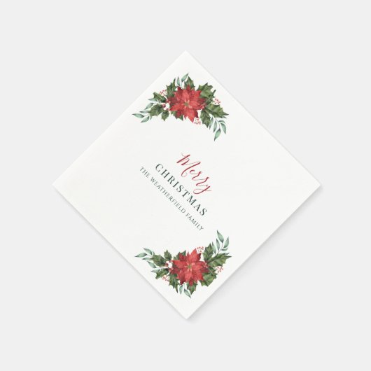 Kerst Script Botanische Waterverf Feestdagen Servet (Hoek)