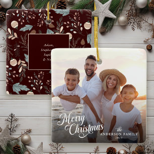 Kerst Script Foto Boho Groenelementen Kerstmis Keramisch Ornament
