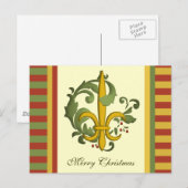 Kerst Scroll Fleur de lis Feestdagenkaart (Voorkant / Achterkant)