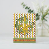Kerst Scroll Fleur de lis Feestdagenkaart (Staand voorkant)