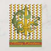Kerst Scroll Fleur de lis Feestdagenkaart (Voorkant)
