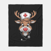 Kerst scrub top rendier rubber handschoenen verple fleece deken (Voorkant)