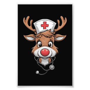 Kerst scrub top rendier rubber handschoenen verple foto afdruk