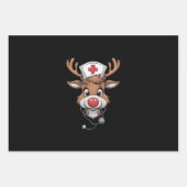 Kerst scrub top rendier rubber handschoenen verple inpakpapier vel (Voorkant)