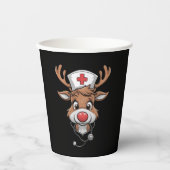 Kerst scrub top rendier rubber handschoenen verple papieren bekers (Voorkant)