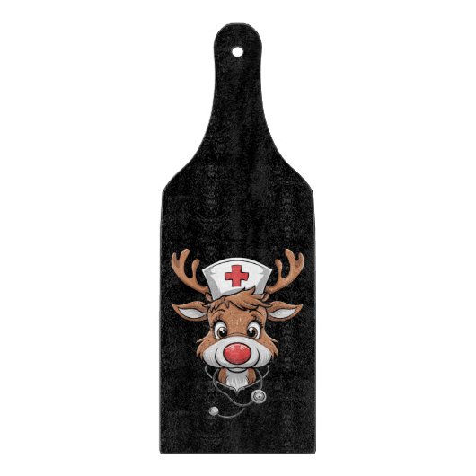 Kerst scrub top rendier rubber handschoenen verple snijplank (Voorkant)