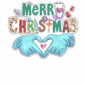 Kerst Scrub Vrolijk Kerstmis Kerstmis Stethoscoop  Sticker (Voorkant)