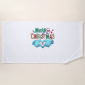 Kerst Scrub Vrolijk Kerstmis Kerstmis Stethoscoop Strandlaken (Voorkant)