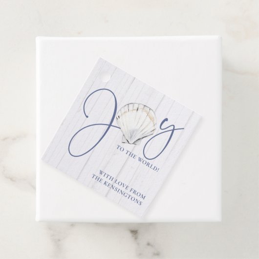 Kerst Seashell Nautische Vreugde aan de Wereld Bedankjes Labels (In situ)