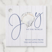 Kerst Seashell Nautische Vreugde aan de Wereld Bedankjes Labels (Voorkant)