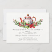 Kerst Seizoen Baby Tea Party uitnodiging (Voorkant)