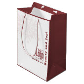 Kerst Seizoen Bourgondië Wit Haar Salon Papier Medium Cadeauzakje (Voorkant Gekanteld)