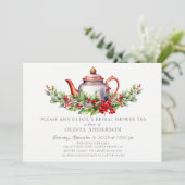 Kerst Seizoen Bruids Thee Party Uitnodiging (Staand voorkant)