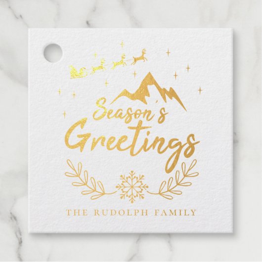 Kerst Seizoen Groeten Bergscène Bedankjes Labels (Voorkant)