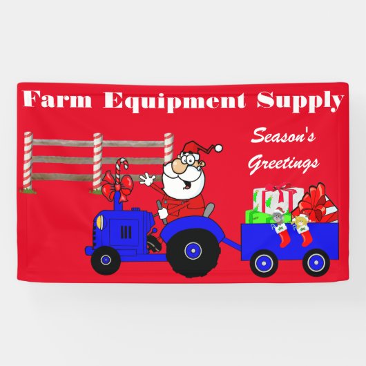 Kerst Seizoen Groeten Tractor Santa Spandoek (Horizontaal)