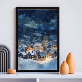 Kerst seizoen nacht hemel stad perfect poster