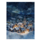 Kerst seizoen nacht hemel stad perfect poster (Voorkant)