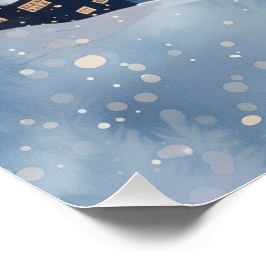 Kerst seizoen nacht hemel stad perfect poster (Hoek)