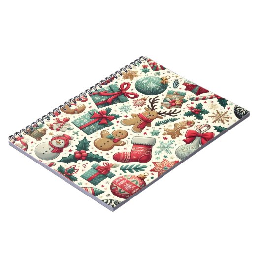 Kerst Seizoen Patroon Notitieboek (Linkerzijde)