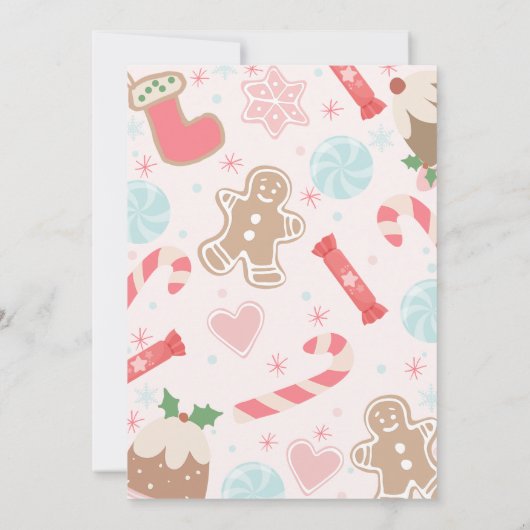 Kerst Seizoen Snoepjes 1e Verjaardag Uitnodiging (Achterkant)