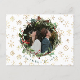Kerst Seizoen Trouwen Save The Date Aankondiging