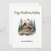 Kerst Seizoen Vakantie Cabin Mountain Forest Feestdagenkaart (Voorkant / Achterkant)