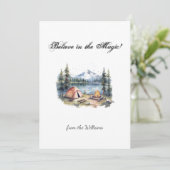 Kerst Seizoen Vakantie Camp Mountain Lake Feestdagenkaart (Staand voorkant)