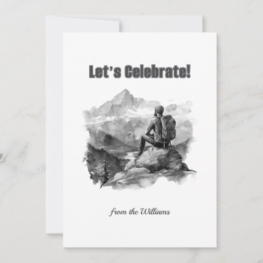 Kerst Seizoen Vakantie Man Wandelbergen Feestdagenkaart (Voorkant)