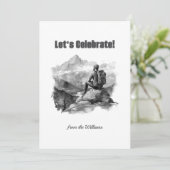 Kerst Seizoen Vakantie Man Wandelbergen Feestdagenkaart (Staand voorkant)