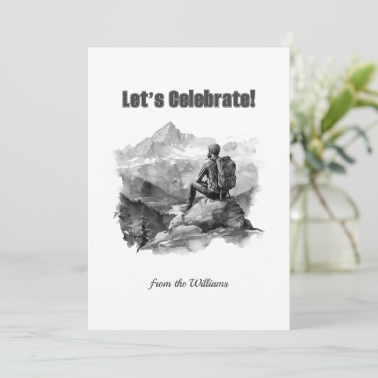 Kerst Seizoen Vakantie Man Wandelbergen Feestdagenkaart (Staand voorkant)