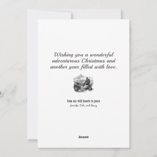 Kerst Seizoen Vakantie Man Wandelbergen Feestdagenkaart (Achterkant)