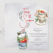 Kerst Seizoen Vrijgezellenfeest Brunch Tea Party Kaart (Voorkant / Achterkant)