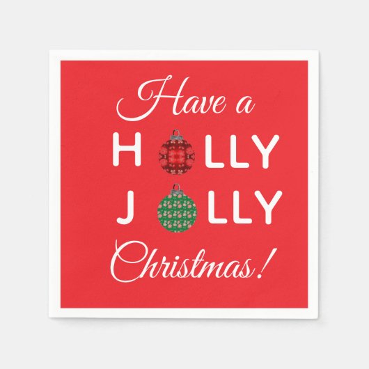 Kerst servet Holly Jolly Christmas (Voorkant)