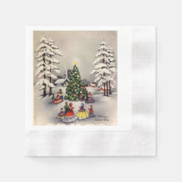 Kerst servetten met vintage afbeelding