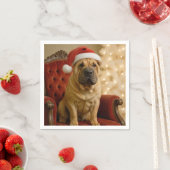 Kerst Shar-Pei hond met kerstmuts Servet (Insitu)