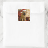 Kerst Shar-Pei hond met kerstmuts Vierkante Sticker (Tas)