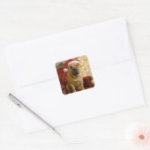 Kerst Shar-Pei hond met kerstmuts Vierkante Sticker (Envelop)