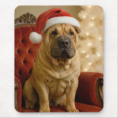 Kerst Shar-Pei met kerstmuts Muismat (Voorkant)