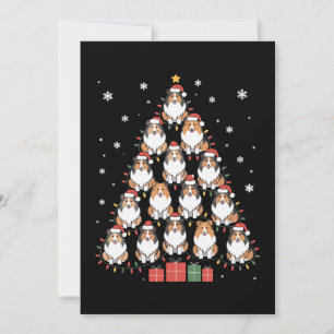 Kerst Sheltie Hond Boom Kerstman Hoed Lichten Xmas Kaart