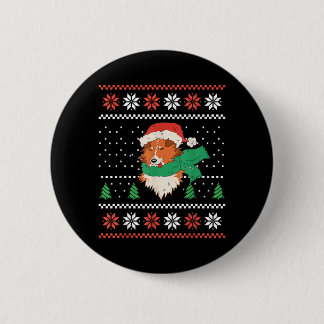 Kerst Sheltie Hond Met Kerstman Hoed Cute Kerstmis Ronde Button 5,7 Cm