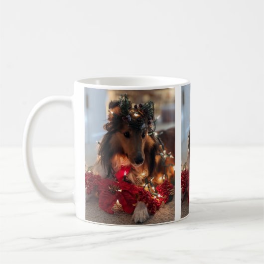 Kerst Sheltie mok (Links)