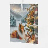 Kerst Shetland Sheepdog Vakantie  Glas Ornament (Voorkant links)
