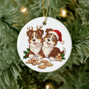 Kerst Shetland Sheepdogs Keramisch Ornament
