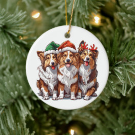 Kerst Shetland Sheepdogs Keramisch Ornament