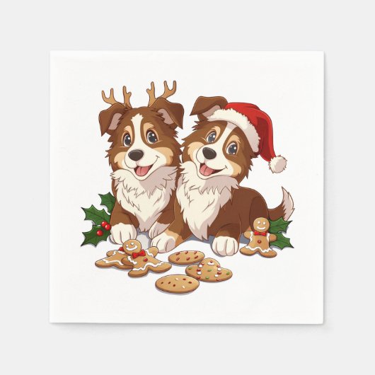 Kerst Shetland Sheepdogs Servet (Voorkant)