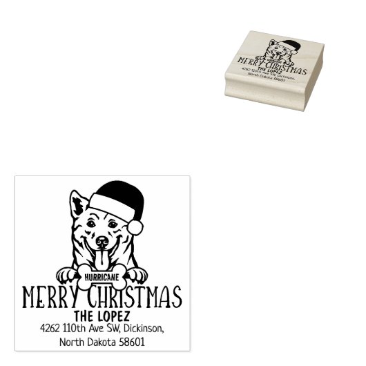 Kerst Shiba Inu Dog Retouradres Rubberstempel (Gestempeld)