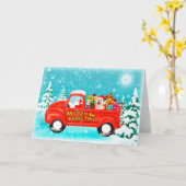 Kerst Shiba Inu Hond geschenken levering vrachtwag Kaart (Gele Bloem)