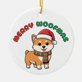 Kerst Shiba Inu Ornament: Vrolijke Woofmas Keramisch Ornament