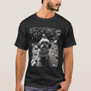 Kerst-Shih Tzu gevangen op camera T-shirt